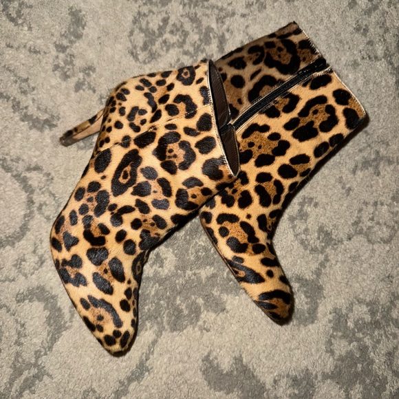 J. Crew Shoes - Women’s J. Crew leopard print, leather calf hair booties. Size 7 1/2